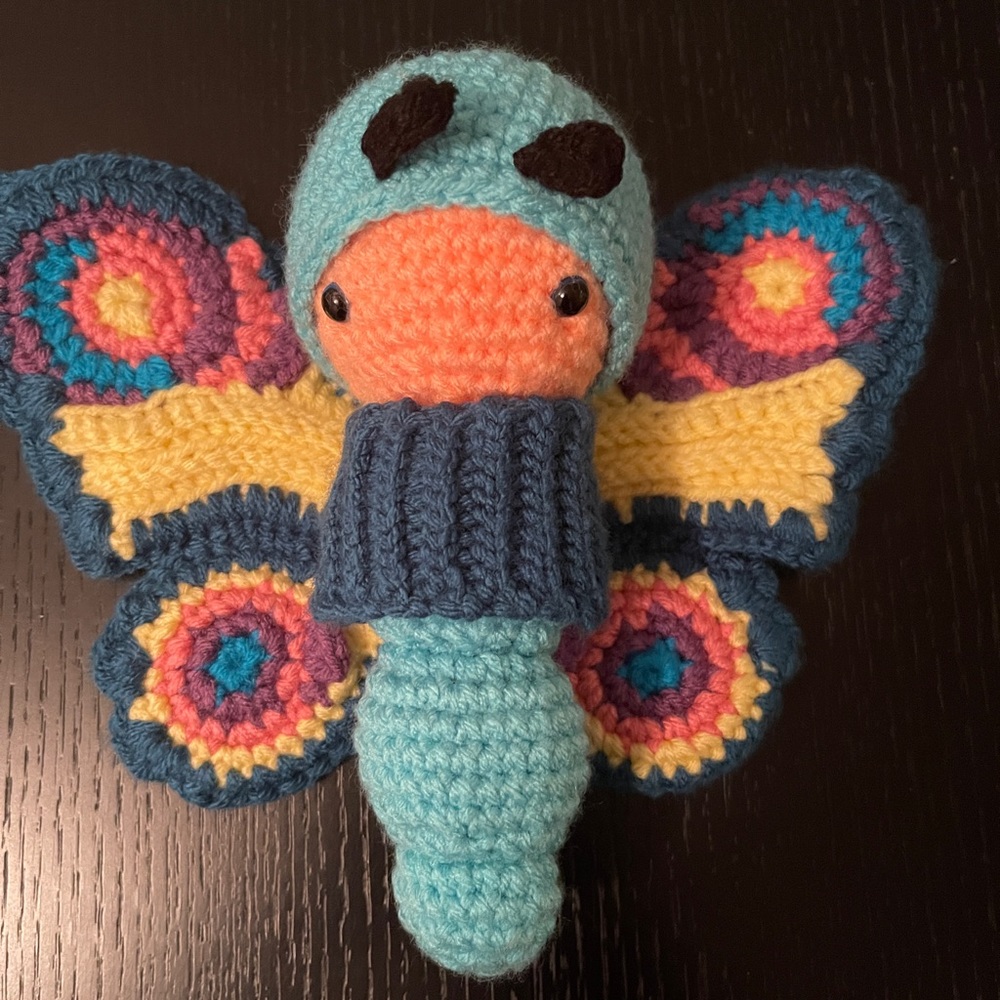 Handmade crochet butterfly baby